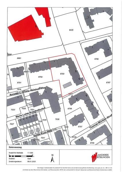 Lageplan - gekennzeichnet - Maßstab 1-1.000