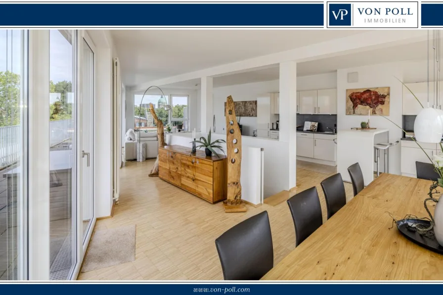 Wohnraum - Wohnung kaufen in Hannover - Exklusive Penthouse-Maisonette-Wohnung mit atemberaubendem Blick