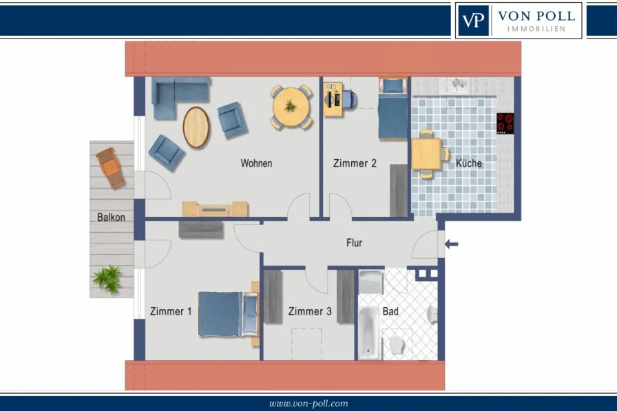 Titelbild - Wohnung mieten in Lingen - Gut geschnittene 4ZKB-Dachgeschosswohnung in Lingen/ Laxten