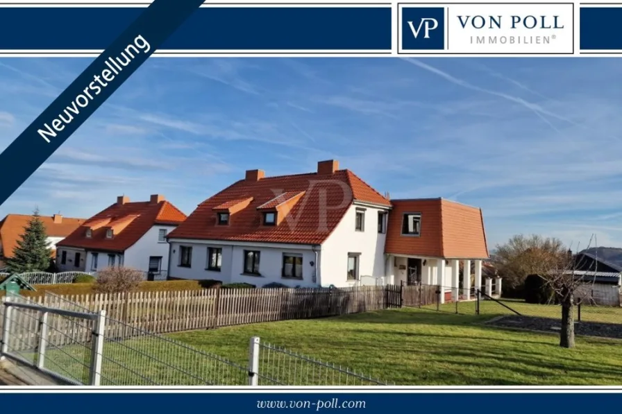 Straßenansicht - Haus kaufen in Bleicherode - Sonnige Doppelhaushälfte mit neuwertigem Anbau in gepflegter Wohnlage in  Bleicherode