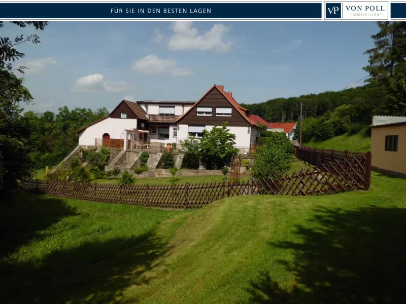 Westansicht - Haus kaufen in Bleicherode - Für Naturliebhaber und Ruhesuchende - kleines Landhaus am Waldrand mit herrlicher Aussicht