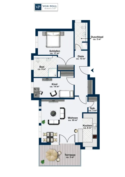 Grundriss 3 Zimmer-Wohnung