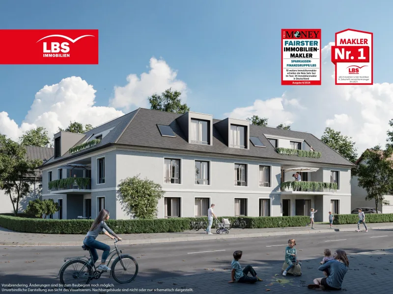 Blücherstraße - Außenrendering - Wohnung kaufen in Moers - NEUBAU - Wohnkomfort + KfW55-Ausführung - ab 45m² bis 131m² Wohnfläche