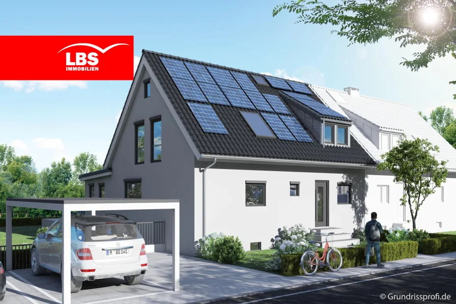 Frontansicht - Haus kaufen in Düsseldorf - Energieeffizienz meets Komfort: 