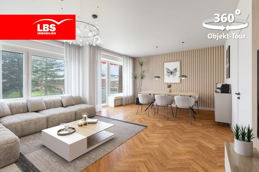 Wohnzimmer_Visualisierung - Wohnung kaufen in Düsseldorf - Großzügig aufgeteilte 5-Zimmer Wohnung mit Südbalkon im Stadtteil Lörick