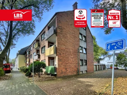 Haus vorne - Wohnung kaufen in Duisburg - Ruhige 3 Raum Erdgeschosswohnung mit Loggia