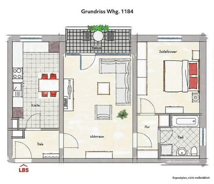 Grundriss Whg. 1184