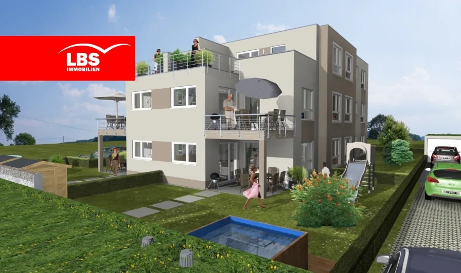 Rückansicht -Visualisiert- - Wohnung kaufen in Fröndenberg - N E U B A U W O H N U N G E N ! Wohnqualität in Fröndenberg-Ardey!