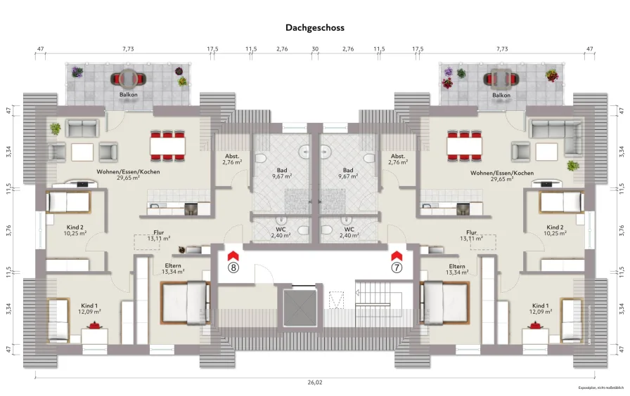 Dachgeschoss Wohneinheiten 7 / 8