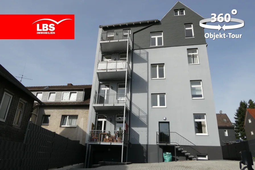 Außenansicht hinten - Wohnung kaufen in Remscheid - Hochwertig kernsanierte Eigentumswohnung mit tollem Ausblick in Remscheid!