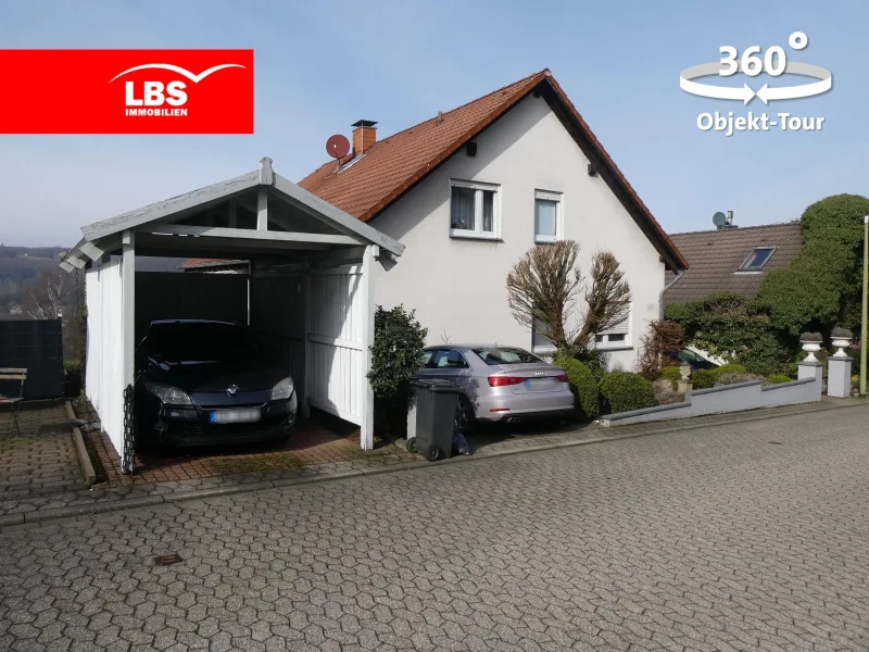 Ansicht Haus - Wohnung kaufen in Ennepetal - 3-Zi.-Whg. mit Wintergarten - Kamin - Fußbodenheizung - Carport - Keller