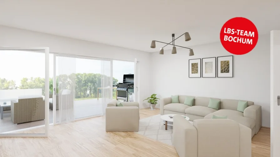 Wohnzimmer mit Terrassenzugang - Haus kaufen in Herne - Verwirklichen Sie auf ca. 137 m² Wohnfläche Ihr eigenes Familienglück