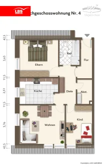 Grundriss DG - Wohnung kaufen in Großefehn - Attraktive, neuwertige 3-Zimmer-Dachgeschosswohnung  