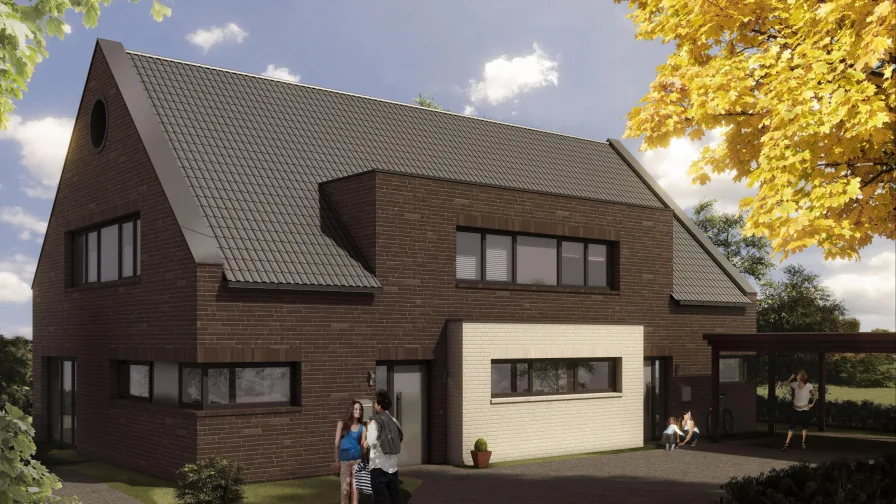 Haustyp 3 Vorderansicht - Haus kaufen in Wardenburg - Neubau von Doppelhaushälften in begehrter Wohnlage