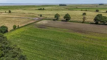 Freier Blick über Wiesen u. Felder