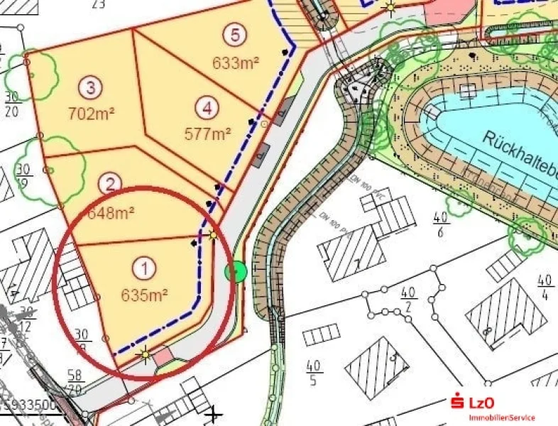 Lageplan Ausschnitt (nicht maßstabsgerecht) - Grundstück kaufen in Schortens - Bauplatz im beliebten Baugebiet Diekenkamp!