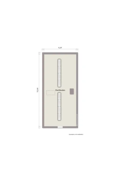 Grundriss Spitzboden (nicht maßstabsgerecht, Möblierungsbeipiel)