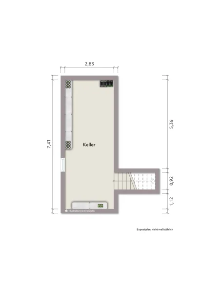 Grundriss Keller (nicht maßstabsgerecht)