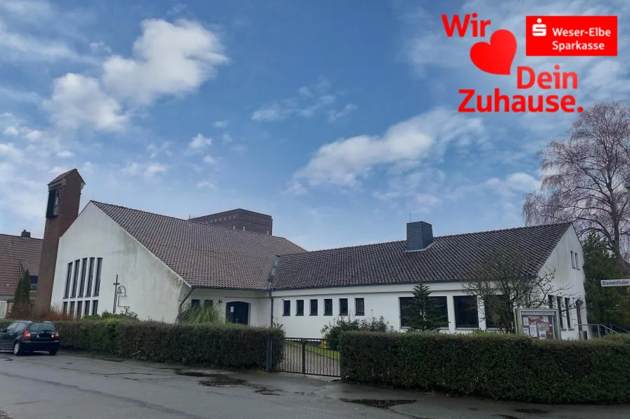 Straßenansicht - Sonstige Immobilie kaufen in Bremerhaven - Kirchengebäude mit Gemeindehaus in Wulsdorf