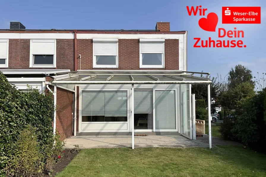 Rückansicht - Haus kaufen in Bremerhaven - Reihenendhaus mit Garage auf Erbpachtgrundstück