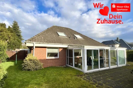 Gartenansicht - Haus kaufen in Geestland - Wohnhaus mit viel Platz in Bederkesa