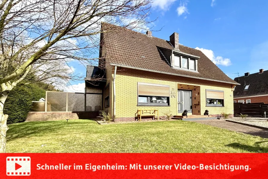 Frontansicht - Haus kaufen in Westoverledingen - Familienfreundlicher Bungalow in zentraler Lage