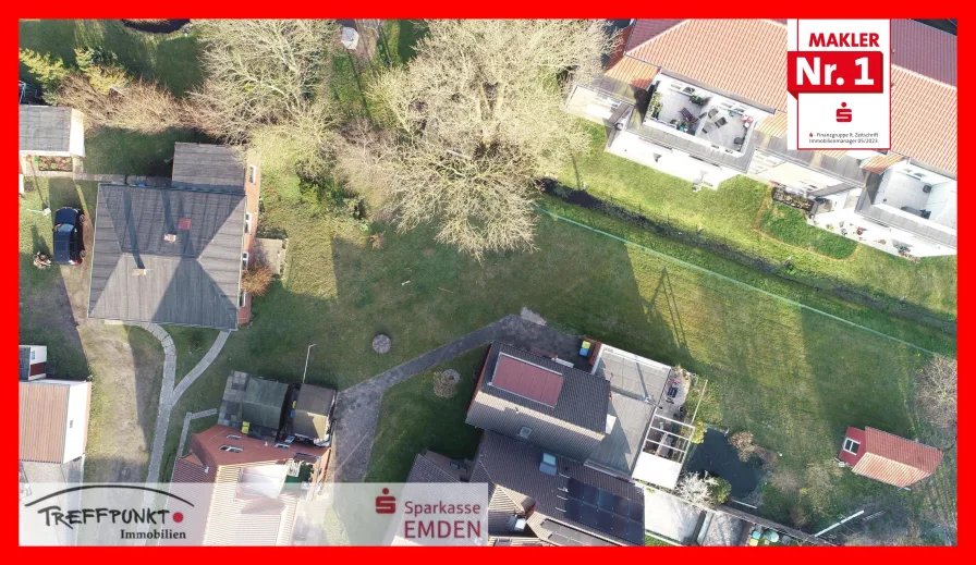 Draufsicht mit Grundstück - Grundstück kaufen in Borkum - Baugrundstück mit Wohnhaus-Altbau im Stadtzentrum!