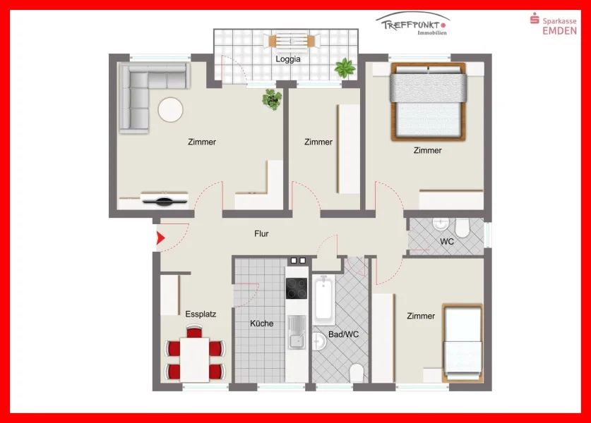 Grundriss Wohnung im 1. Stock