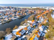 Luftaufnahme mit Blick auf den Kolk und die Nordsee