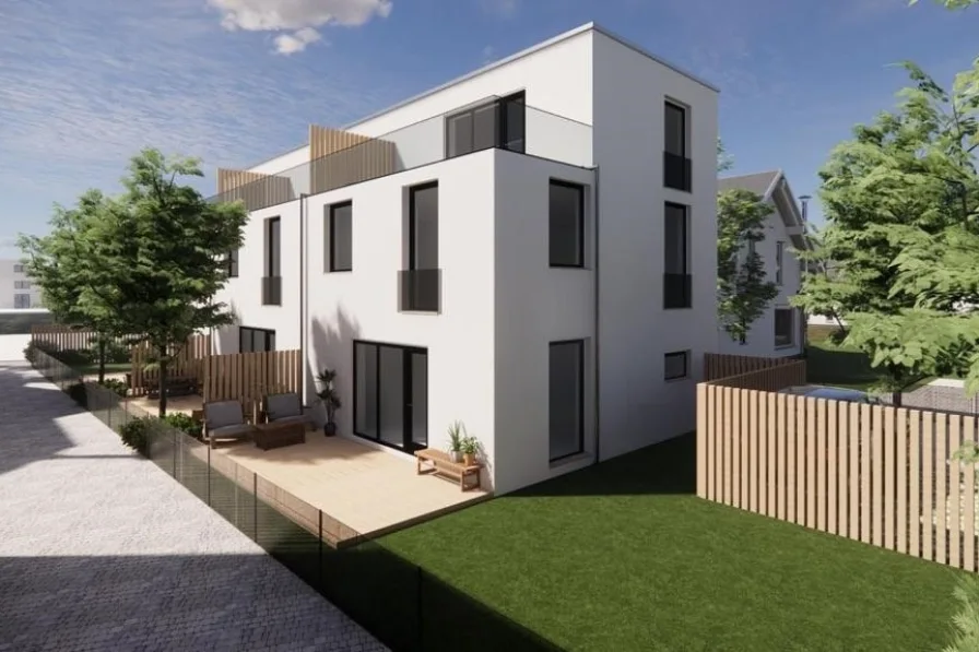 Terrassen Ansicht - Haus kaufen in Barsinghausen - Neubau von drei Reihenhäusern in zentraler Lage