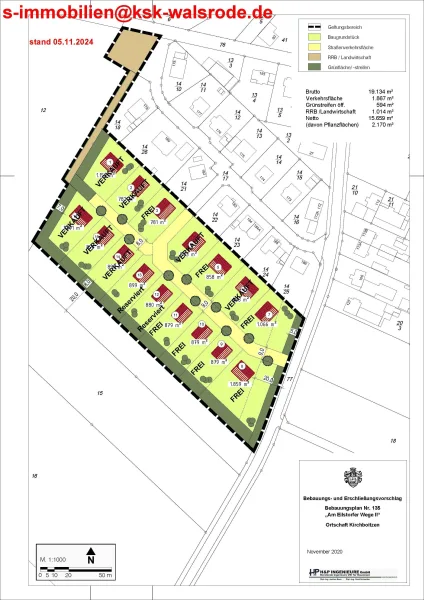 Größenplan Reserviert Kirchboitzen - Grundstück kaufen in Walsrode - Wohnbaugrundstücke in Kirchboitzen - Walsrode