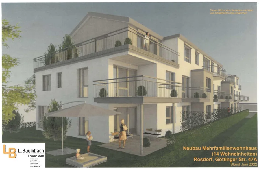 Ansicht - Wohnung kaufen in Rosdorf - NEUBAU  - Moderne Eigentumswohnungen in Rosdorf mit Fahrstuhl und vieles mehr!