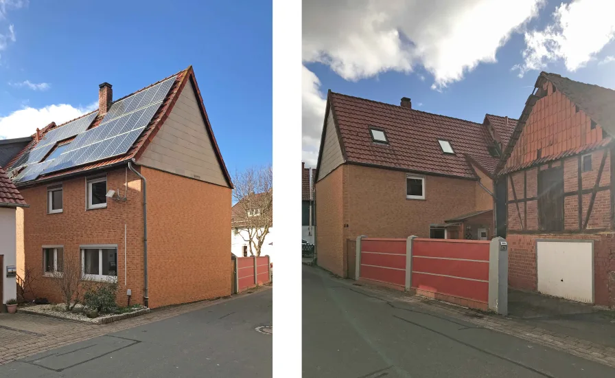 Straßenansicht - Haus kaufen in Duderstadt - Doppelhaushälfte mit Nebengebäude in Tiftlingerode