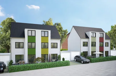 Bsp. Visu Gartenansicht - Haus kaufen in Essen - Moderne Neubau-Doppelhaushälfte mit Garten und Garage
