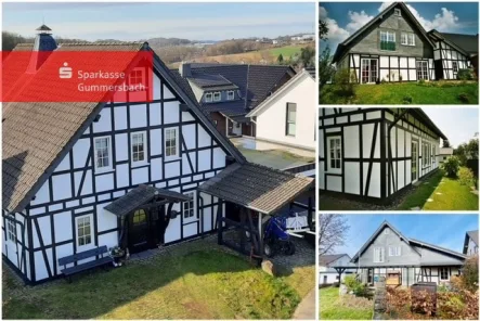 Collage - Haus kaufen in Reichshof - Sonne satt - wunderschönes Fachwerkhaus mit Südterrasse in Sinspert