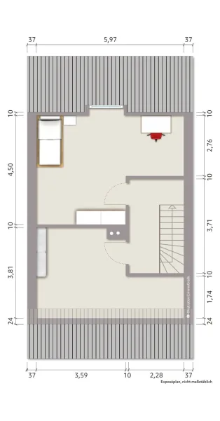 ausgebautes Dachgeschoss (keine Wfl)