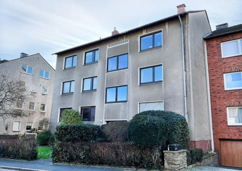 Straßenansicht III - Wohnung kaufen in Mülheim - Kleines 1-Raum-Appartement in gewachsenem Wohnumfeld in Winkhausen