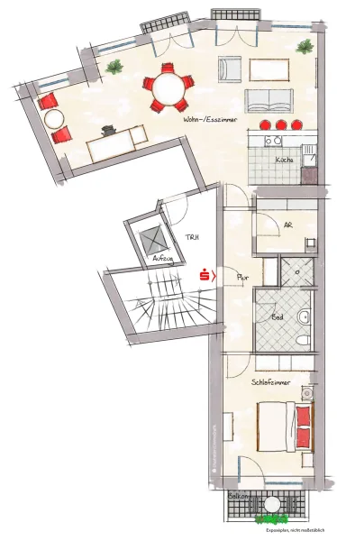 Grundrissskizze Etagenwohnung