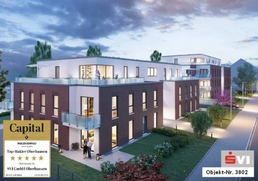 Ansicht - Wohnung kaufen in Oberhausen - Neubau- Barrierearme Erdgeschosswohnung mit Gartensondernutzungsrecht inkl. Tiefgaragenstellplatz