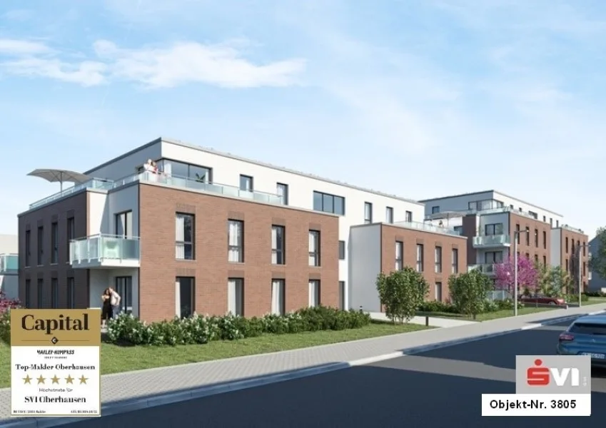 Anisicht - Wohnung kaufen in Oberhausen - Neubau- Barrierearme Etagenwohnung mit Balkon und zwei Tiefgaragenstellplätzen