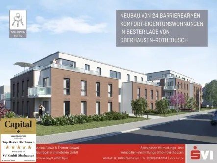 Ansichten - Wohnung kaufen in Oberhausen - Neubau- Barrierearme Etagenwohnung mit Sonnenbalkon und Tiefgaragenstellplatz.