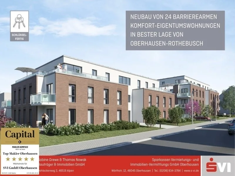 Ansicht - Wohnung kaufen in Oberhausen - Neubau- Barrierearme Etagenwohnung mit Sonnenbalkon und Tiefgaragenstellplatz