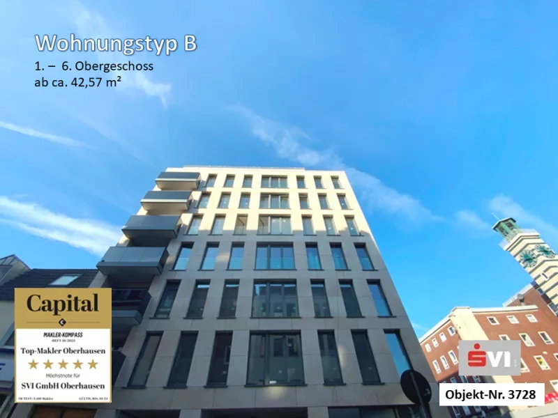 Vorderansicht Steinbrinkstraße - Wohnung mieten in Oberhausen - Neubau: 26 Wohnungen zwischen ca. 42 m² - ca. 110 m² mit Aufzug und tlw. mit Balkon in OB-Sterkrade
