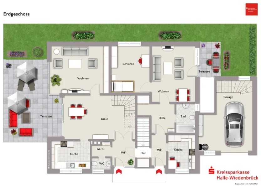 Grundriss EG mit Einliegerwohnung