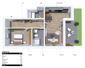 Grundrissvisualisierung EG Wohnung 1.1