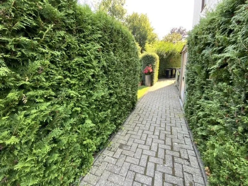 Weg entlang des Hauses in den Garten