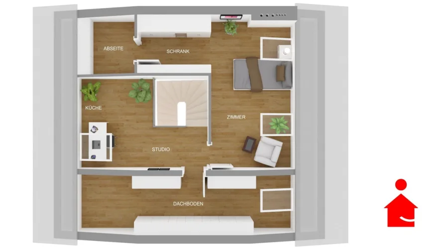 Grundrissvisualisierung Option Studioausbau