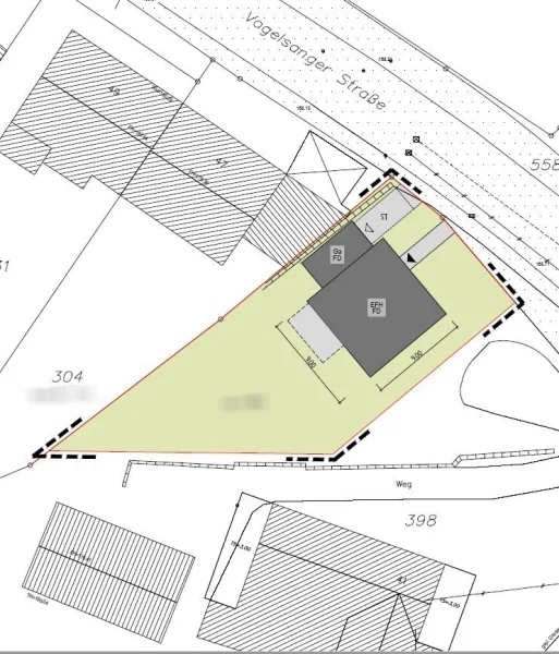 Lageplan mit möglichem Baukörper