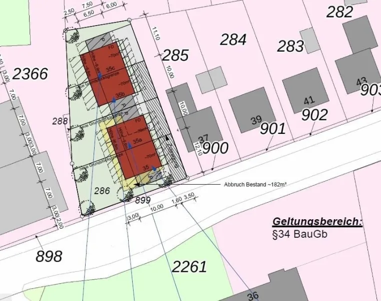 Lageplan - 2 Doppelhäuser