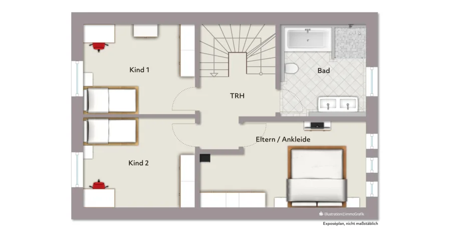 Grundriss Obergeschoss Reihenmittelhaus